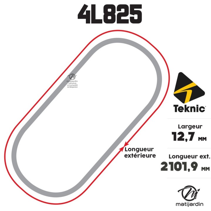 Courroie tondeuse Teknic 4L825 Kevlar Trapézoïdale - 12,7 mm x 2101,9 mm