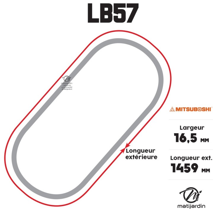 Courroie tondeuse Mitsuboshi LB57 - 16,5 mm x 1459 mm