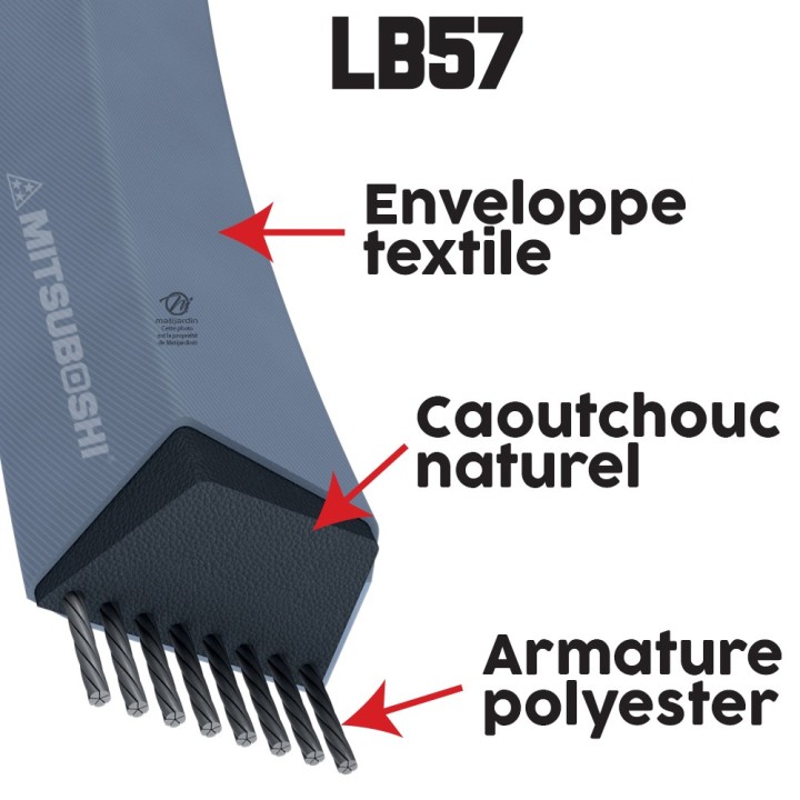 Courroie tondeuse Mitsuboshi LB57 - 16,5 mm x 1459 mm