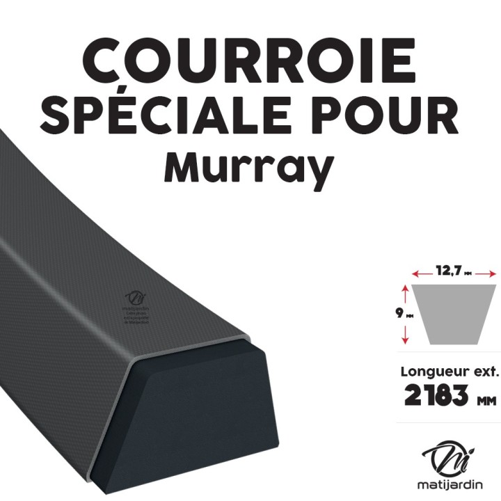 Courroie tondeuse pour Murray 37 x 62 - 12,7 mm x 2183 mm