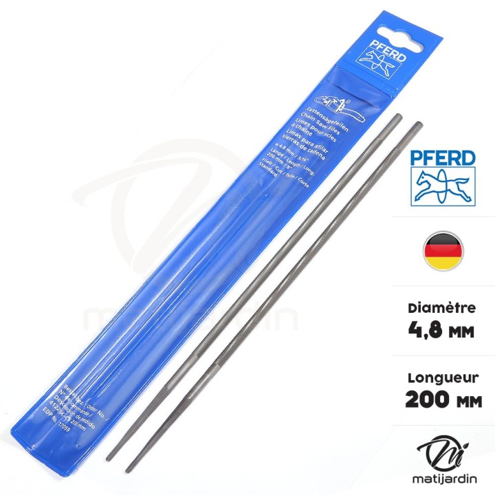 2 limes D. 4,8mm Pferd pour affutage chaîne de tronçonneuse