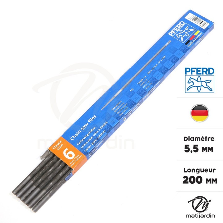 6 limes D. 5,5mm Pferd pour affutage chaîne de tronçonneuse