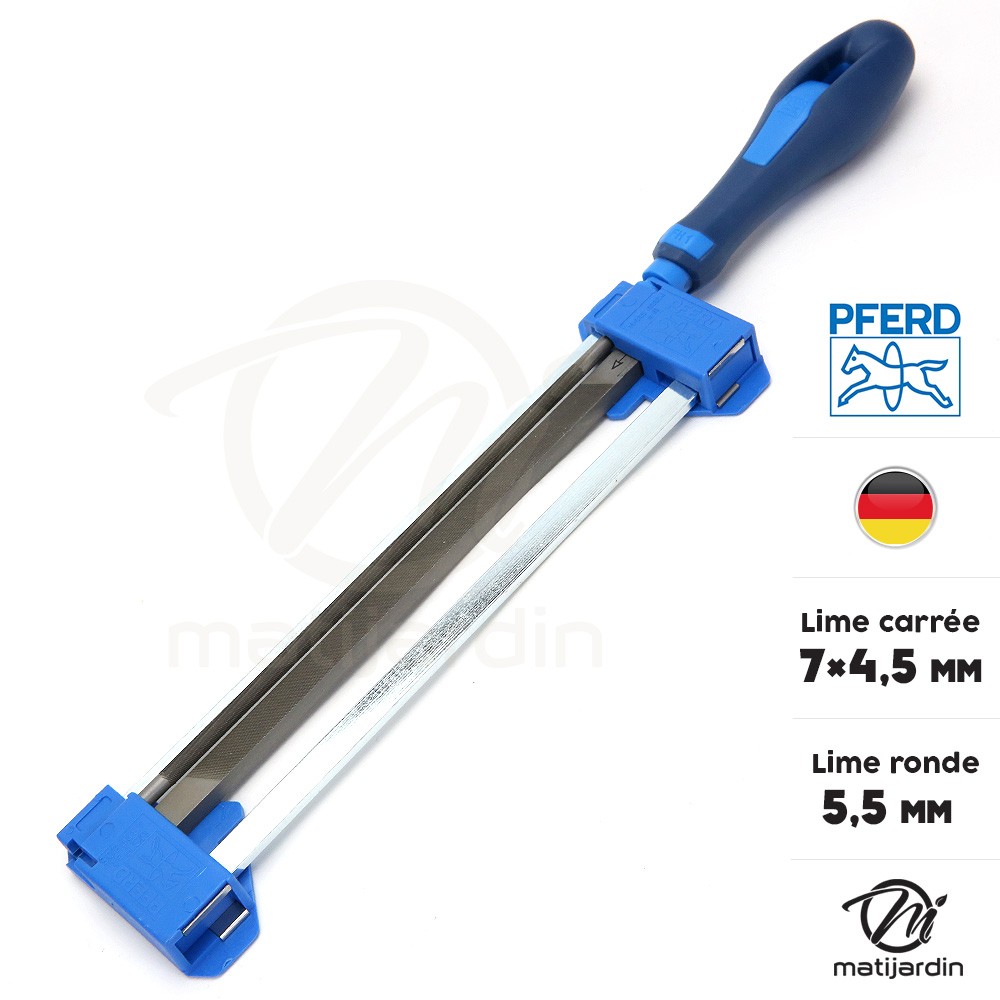 Kit D'Affûtage De Tronçonneuse 5,2 Mm Pour Chaîne 3/8 Pro - Lime Ronde Et Plate Avec Jauge