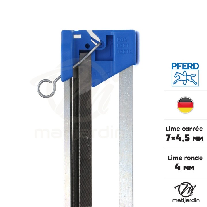 Porte lime d'affutage Pferd + lime ronde d. 4mm