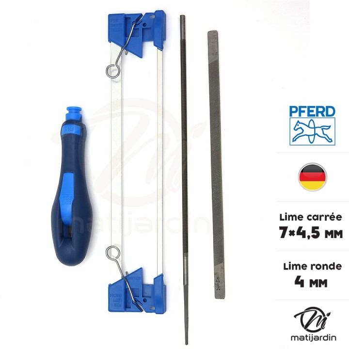 Porte lime d'affutage Pferd + lime ronde d. 4mm