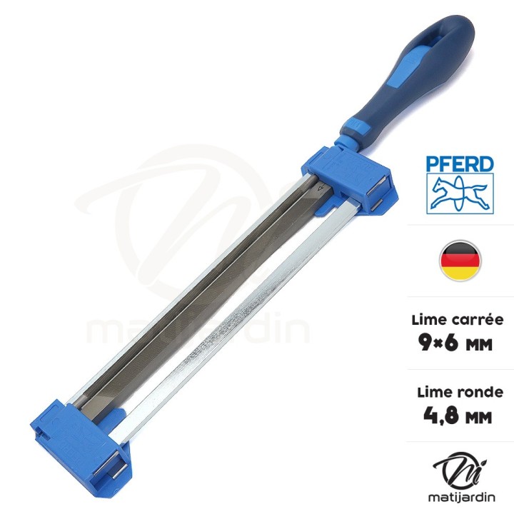 Porte lime d'affutage Pferd + lime ronde d. 4,8mm