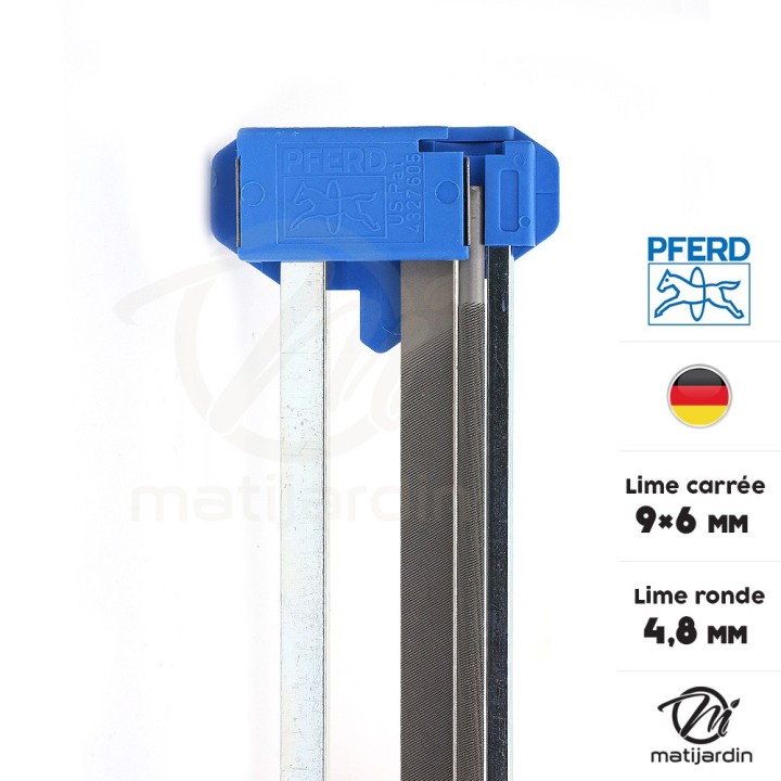 Porte lime d'affutage Pferd + lime ronde d. 4,8mm