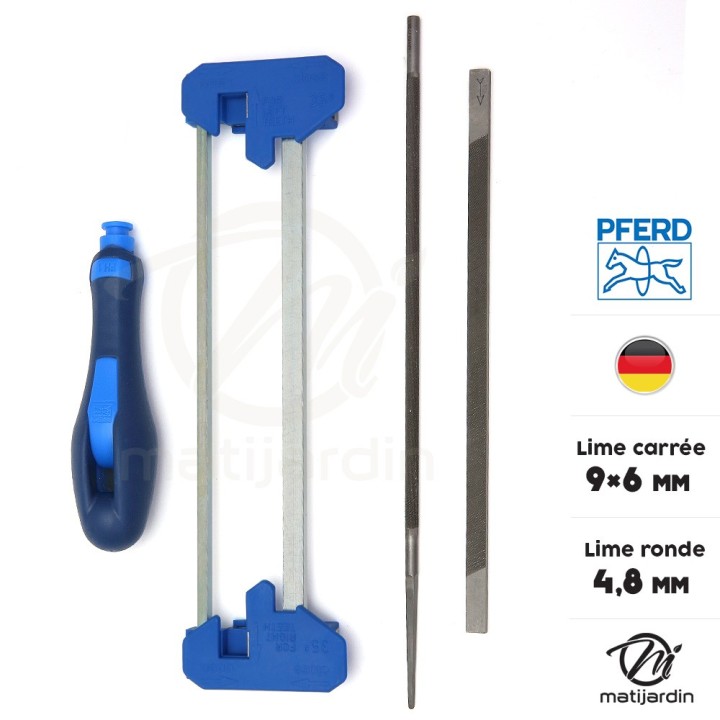 Porte lime d'affutage Pferd + lime ronde d. 4,8mm