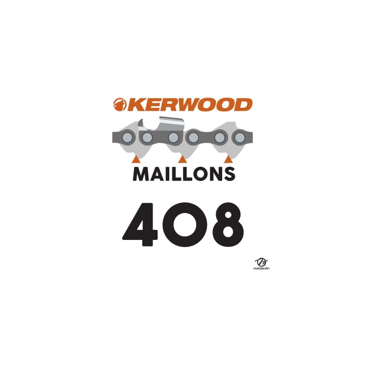 Chaîne Kerwood pour tronçonneuse 3/8" 1,5 mm. Rouleau 25 pieds. Gouge demi carrée