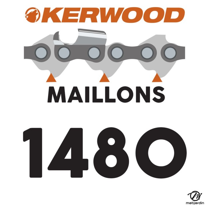 Chaîne Kerwood pour tronçonneuse .404" 1,6 mm. Rouleau 100 pieds. Gouge demi carrée
