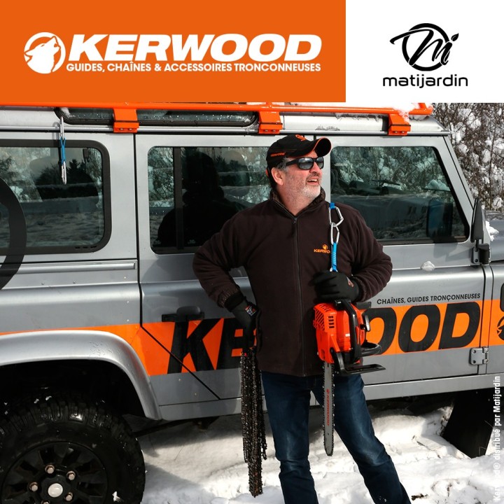 Chaîne Kerwood pour tronçonneuse 3/8" LP 1,3 mm. 61 maillons. Gouge demi carrée