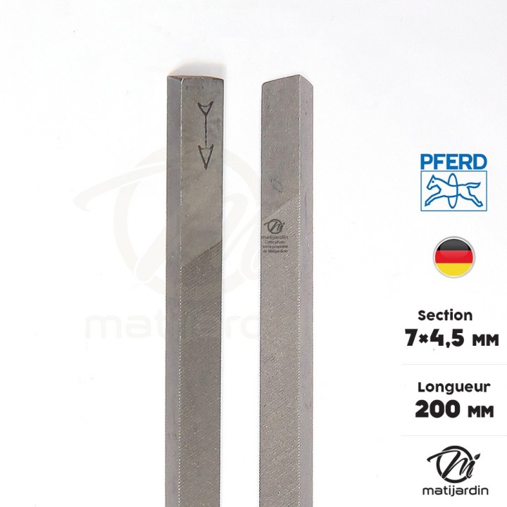 Lime d'affûtage de chaîne Pferd. 7 x 4,5 mm. Longueur 200 mm