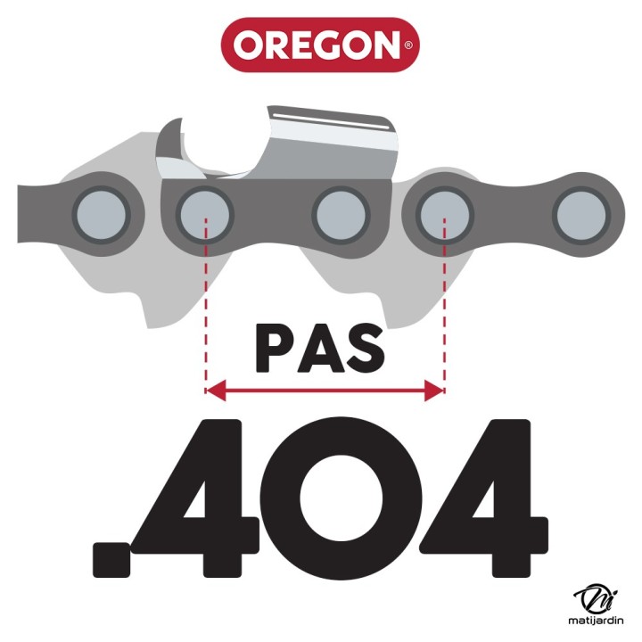Chaîne Oregon pour tronçonneuse 404" 1,6 mm. 64 maillons. Gouge profil rond