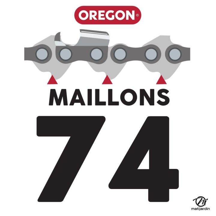 Chaîne Oregon pour tronçonneuse .325" 1,6 mm. 74 maillons. Gouge profil carré. Super 20