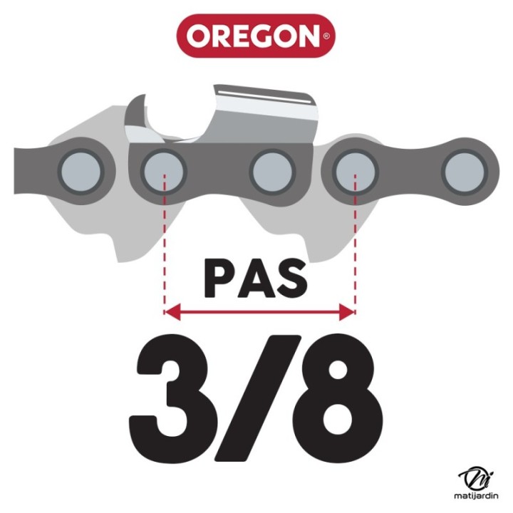 Chaîne Oregon pour tronçonneuse 3/8" 1,3 mm. Rouleau 100 pieds. Gouge profil carré. Super 70