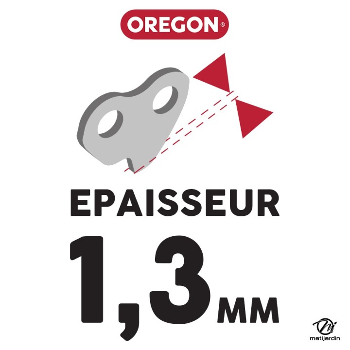 Chaîne Oregon pour tronçonneuse .325" 1,3 mm. 72 maillons. Gouge profil demi rond