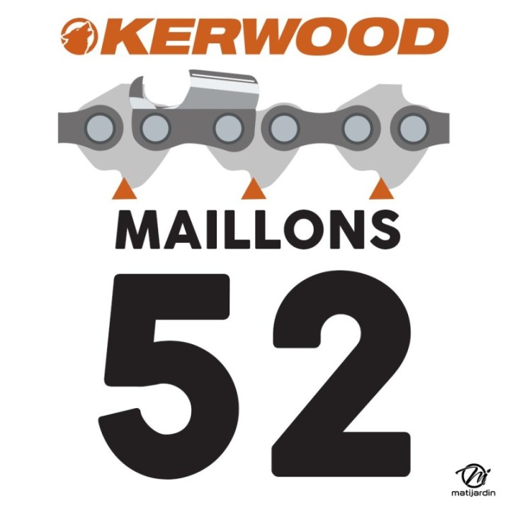 Guide tronçonneuse Kerwood 35 cm. 3/8"LP 1,3 mm. 52 maillons. 14B2KCWA