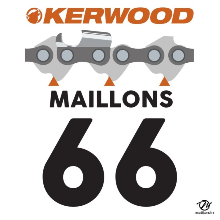 Guide tronçonneuse Kerwood 40 cm .325" 1,3 mm. 66 maillons. 16C2KLWA