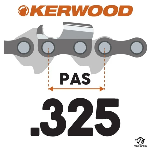 Guide tronçonneuse Kerwood 50 cm .325" 1,3 mm. 78 maillons. 20C2KLWA