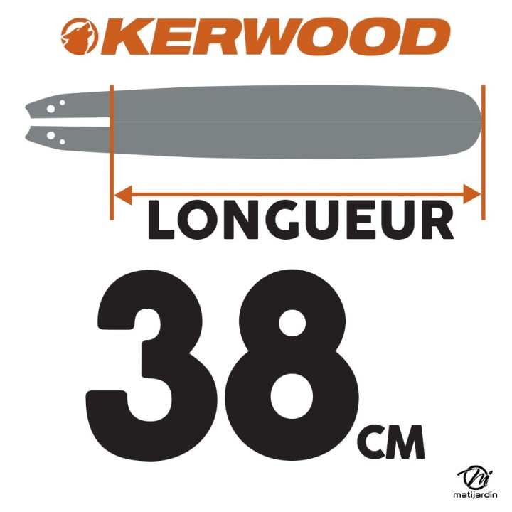 Guide tronçonneuse Kerwood 38 cm 3/8" 1,5 mm. 56 maillons. 15A3KLWB