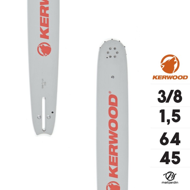 Guide tronçonneuse Kerwood 45 cm 3/8" 1,5 mm. 64 maillons. 18A3KLWB