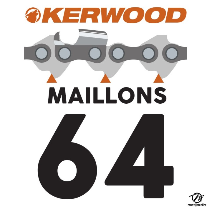 Guide tronçonneuse Kerwood 45 cm 3/8" 1,5 mm. 64 maillons. 18A3KLWB