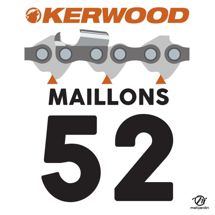 Guide tronçonneuse Kerwood 35 cm 3/8" LP. 1,3 mm. 52 maillons. 14B2KCWB