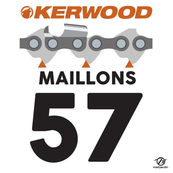 Guide tronçonneuse Kerwood 40 cm 3/8" LP. 1,3 mm. 57 maillons. 16B2KCWB