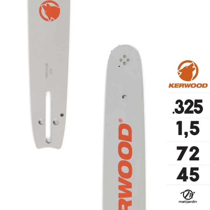 Guide tronçonneuse Kerwood 45 cm .325" 1,5 mm. 72 maillons. 18C3KSWB