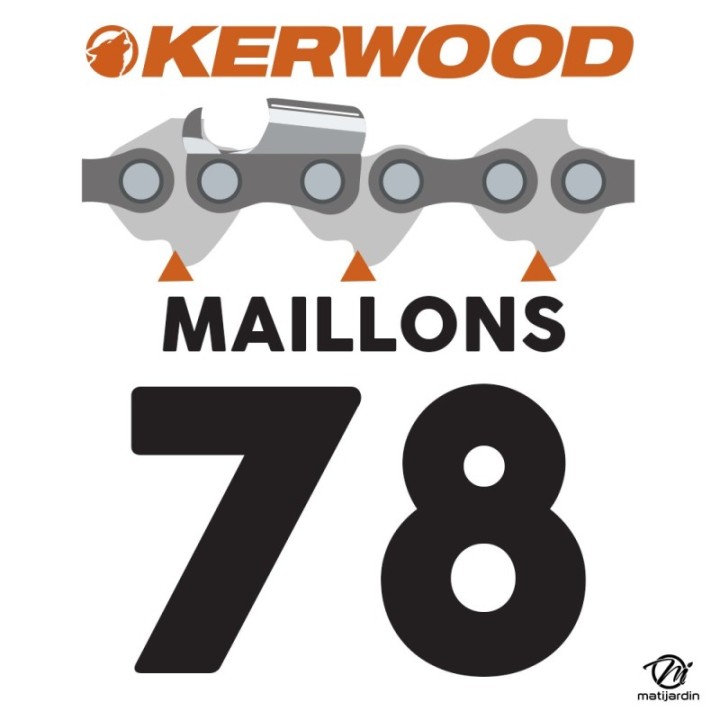 Guide tronçonneuse Kerwood 50 cm .325" 1,5 mm. 78 maillons. 20C3KSWB