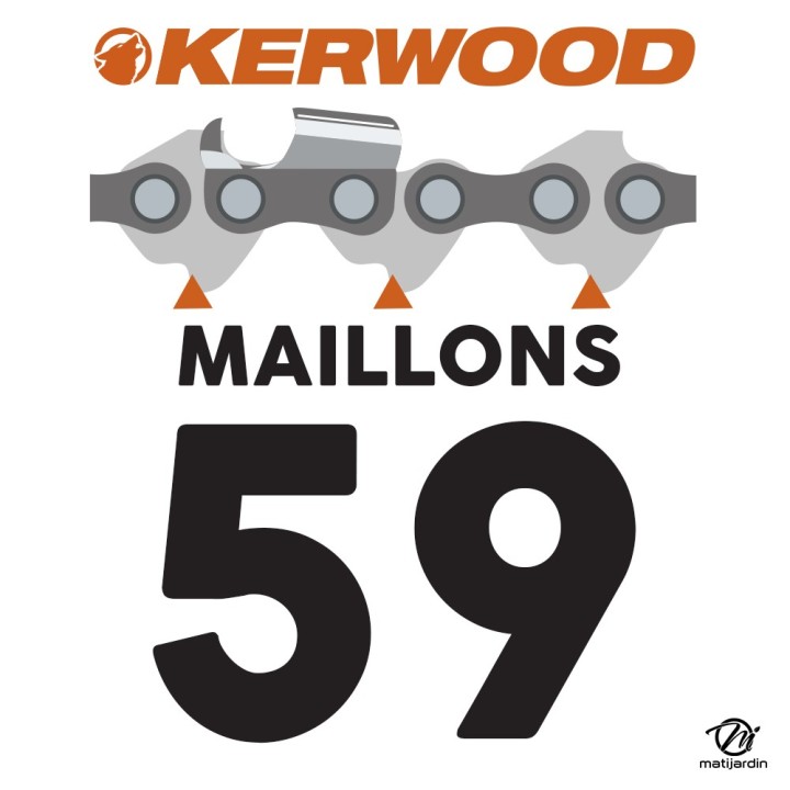 Guide tronçonneuse Kerwood 40 cm 3/8" 1,5 mm. 59 maillons. 16A3KSWB