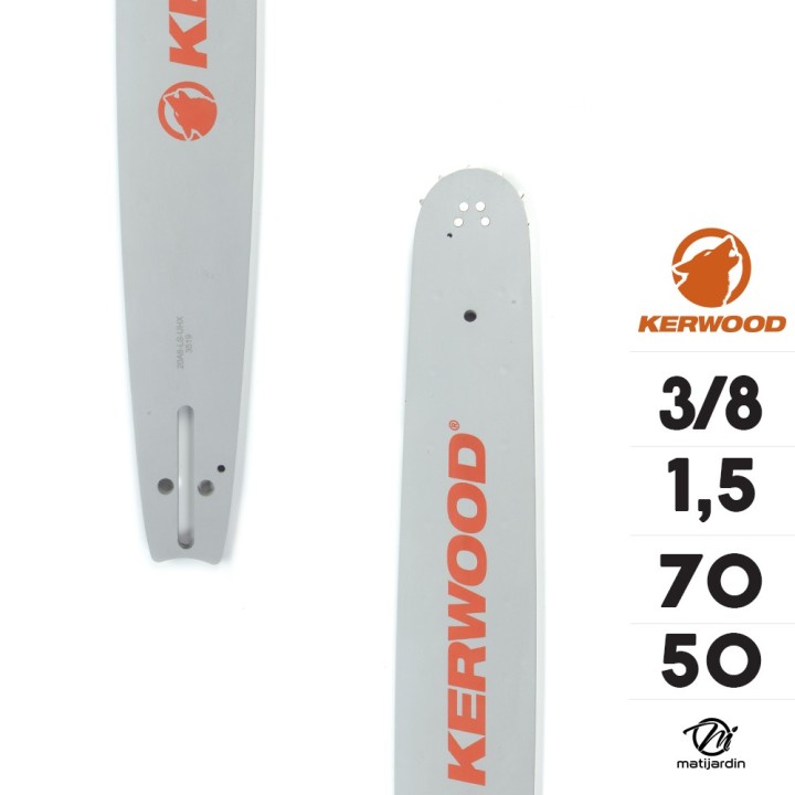 Guide tronçonneuse Kerwood 50 cm 3/8" 1,5 mm. 70 maillons. 20A3KSWB