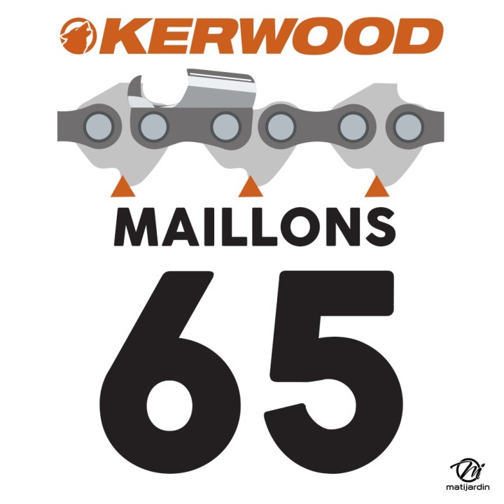 Guide tronçonneuse Kerwood 38 cm .325" 1,3 mm. 65 maillons. 15C2KLWB