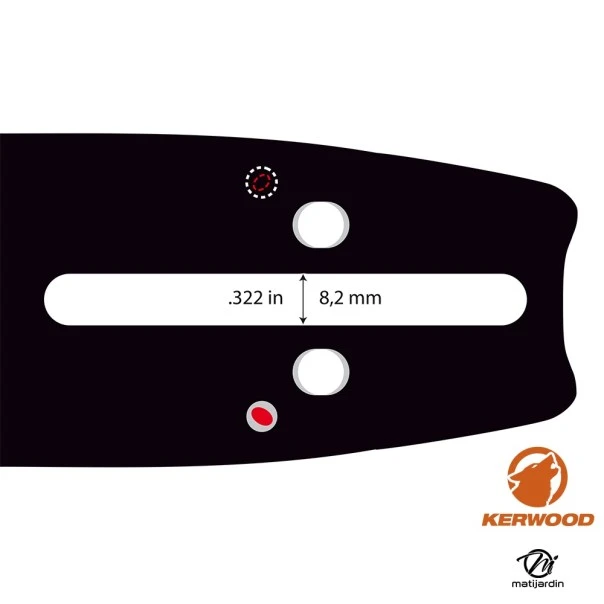 Guide tronçonneuse Kerwood 38 cm .325" 1,3 mm. 65 maillons. 15C2KLWB