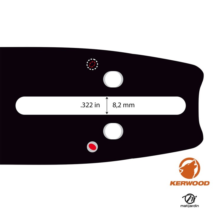 Guide tronçonneuse Kerwood 45 cm .325" 1,3 mm. 72 maillons. 18C2KLWB
