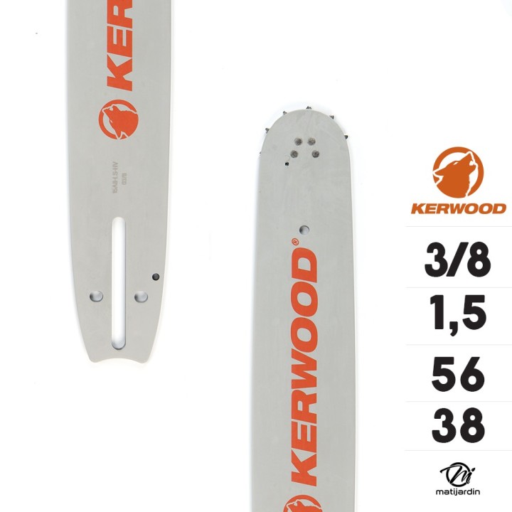 Guide tronçonneuse Kerwood 38 cm 3/8" 1,5 mm. 56 maillons. 15A3KSWC
