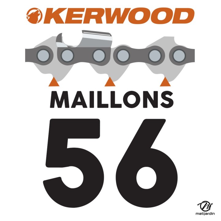 Guide tronçonneuse Kerwood 38 cm 3/8" 1,5 mm. 56 maillons. 15A3KSWC