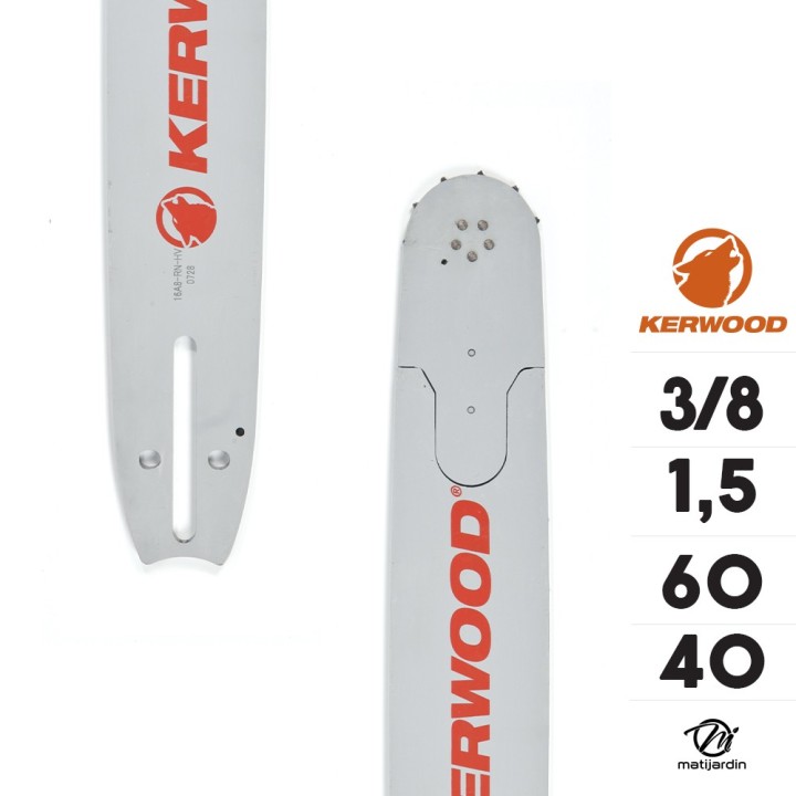 Guide tronçonneuse Kerwood 40 cm 3/8" 1,5 mm. 60 maillons. 16A3KNWC