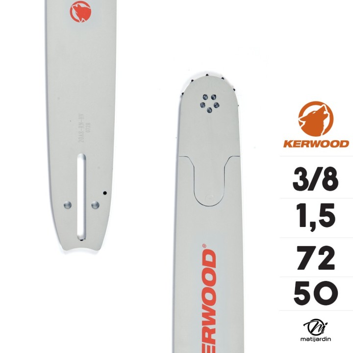 Guide tronçonneuse Kerwood 50 cm 3/8" 1,5 mm. 72 maillons. 20A3KNWC