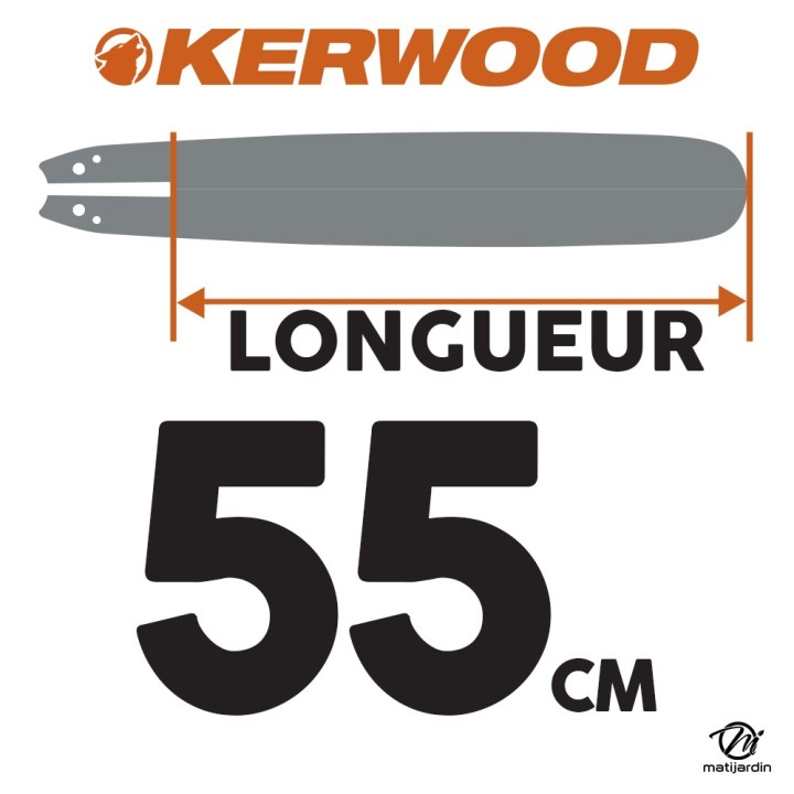 Guide tronçonneuse Kerwood 55 cm 3/8" 1,5 mm. 76 maillons. 22A3KNWC