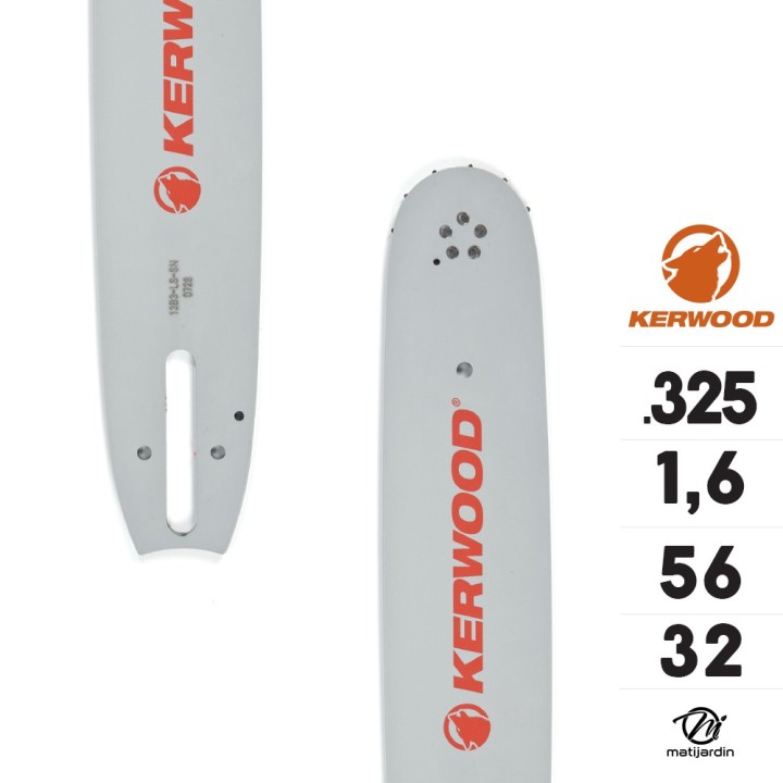 Guide tronçonneuse Kerwood 32 cm .325" 1,6 mm. 56 maillons. 13C4KSWE