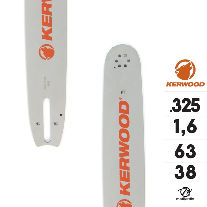Guide tronçonneuse Kerwood 38 cm .325" 1,6 mm. 63 maillons. 15C4KSWE