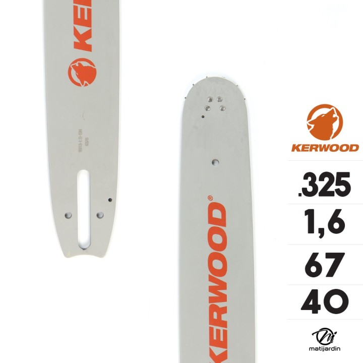 Guide tronçonneuse Kerwood 40 cm .325" 1,6 mm. 67 maillons. 16C4KSWE