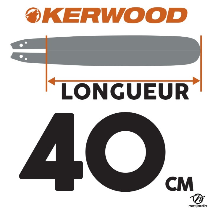 Guide tronçonneuse Kerwood 40 cm .325" 1,6 mm. 67 maillons. 16C4KSWE