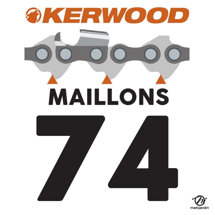 Guide tronçonneuse Kerwood 45 cm .325" 1,6 mm. 74 maillons. 18C4KSWE