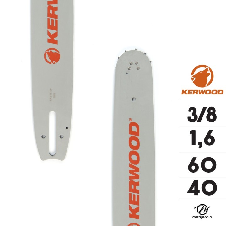 Guide tronçonneuse Kerwood 40 cm 3/8" 1,6 mm. 60 maillons. 16A4KLWE
