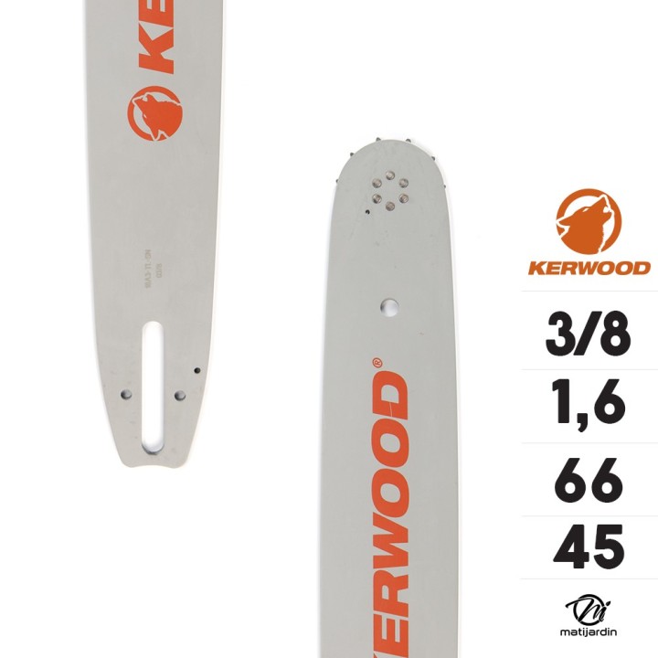 Guide tronçonneuse Kerwood 45 cm 3/8" 1,6 mm. 66 maillons. 18A4KLWE