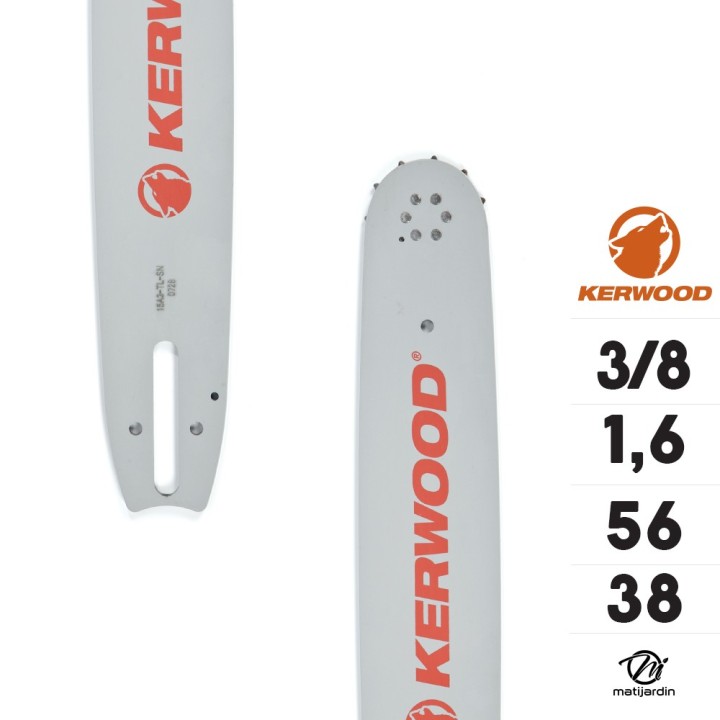 Guide tronçonneuse Kerwood 38 cm 3/8" 1,6 mm. 56 maillons. 15A4KLWE