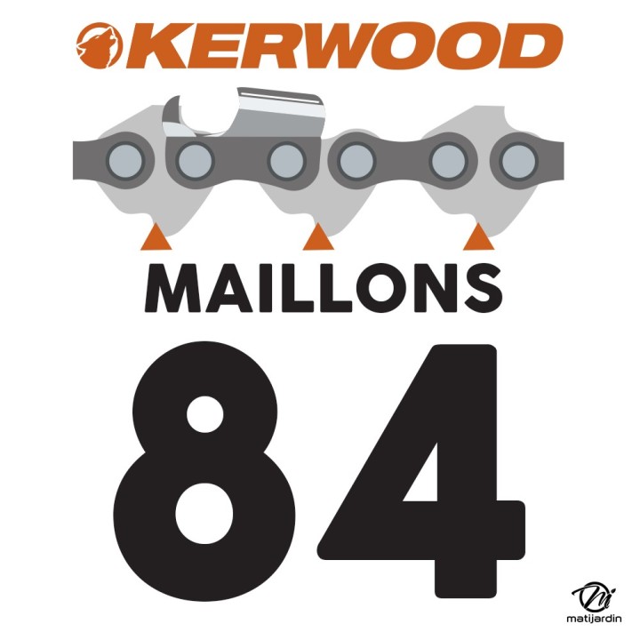 Guide tronçonneuse Kerwood 63,50 cm 3/8" 1,6 mm. 84 maillons. 25A4KLWE