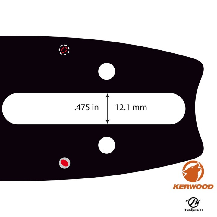 Guide tronçonneuse Kerwood 50 cm .325" 1,6 mm. 81 maillons. 20C4KLWE